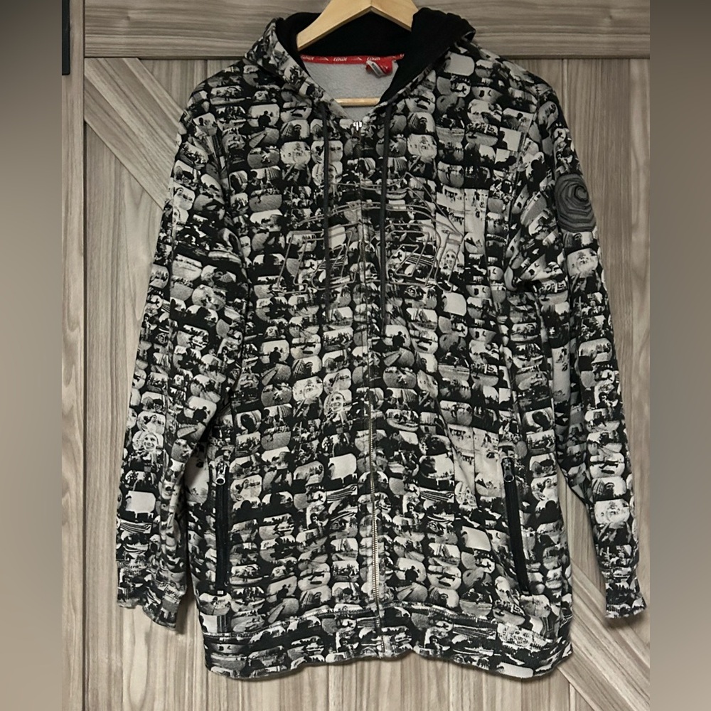 Lakai VTG black white all over graphic hoodie Y2K skateboard